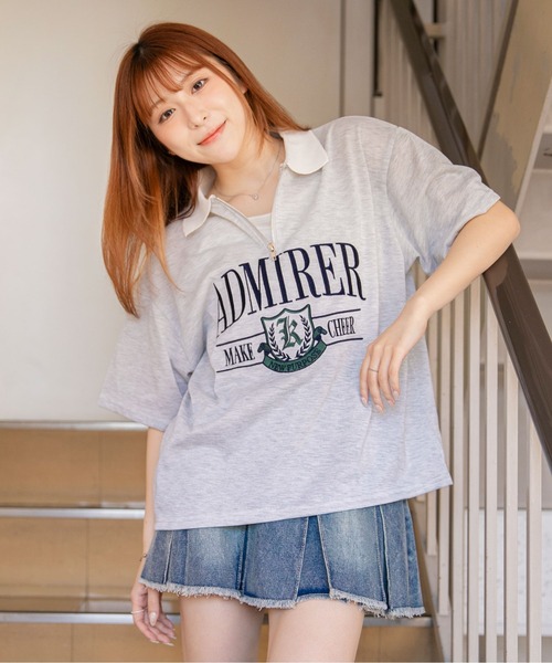 GORGE(ゴージ)の「《カレッジロゴ刺繍×ハーフジップ》カットソー/ストリート/春夏秋/全2色(Tシャツ/カットソー・レディース・オートミール/ネイビー・F)」の18枚目の写真