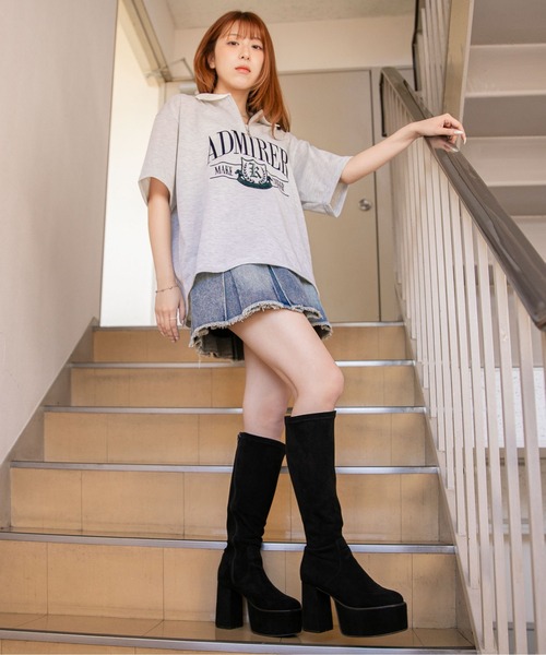 GORGE(ゴージ)の「《カレッジロゴ刺繍×ハーフジップ》カットソー/ストリート/春夏秋/全2色(Tシャツ/カットソー・レディース・オートミール/ネイビー・F)」の16枚目の写真