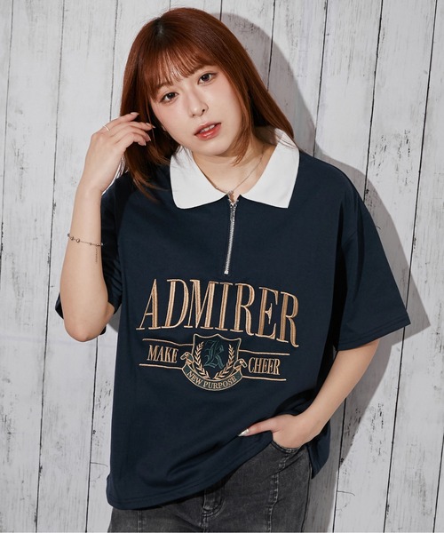 GORGE(ゴージ)の「《カレッジロゴ刺繍×ハーフジップ》カットソー/ストリート/春夏秋/全2色(Tシャツ/カットソー・レディース・オートミール/ネイビー・F)」の11枚目の写真