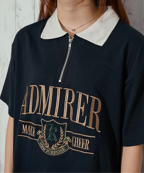 GORGE(ゴージ)の「《カレッジロゴ刺繍×ハーフジップ》カットソー/ストリート/春夏秋/全2色(Tシャツ/カットソー・レディース・オートミール/ネイビー・F)」の5枚目の写真