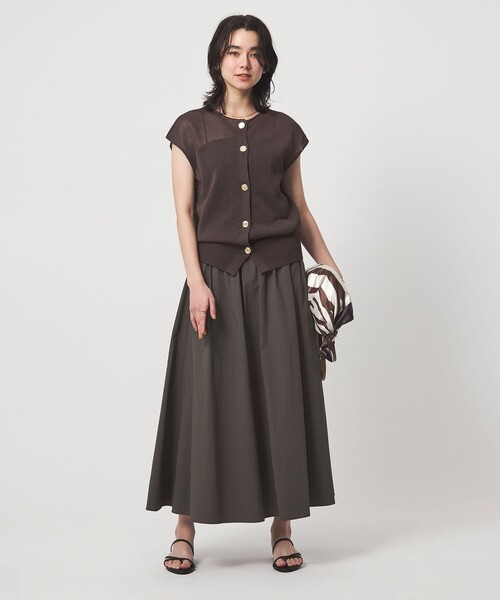 green label relaxing（グリーンレーベルリラクシング）の「ペーパー ボタン 2WAY ジレ ウォッシャブル（ニット/セーター・レディース・ダークブラウン/ダークグレー/ナチュラル・FREE）」の10枚目の写真