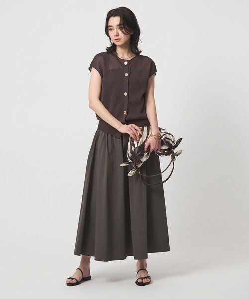green label relaxing（グリーンレーベルリラクシング）の「ペーパー ボタン 2WAY ジレ ウォッシャブル（ニット/セーター・レディース・ダークブラウン/ダークグレー/ナチュラル・FREE）」の11枚目の写真