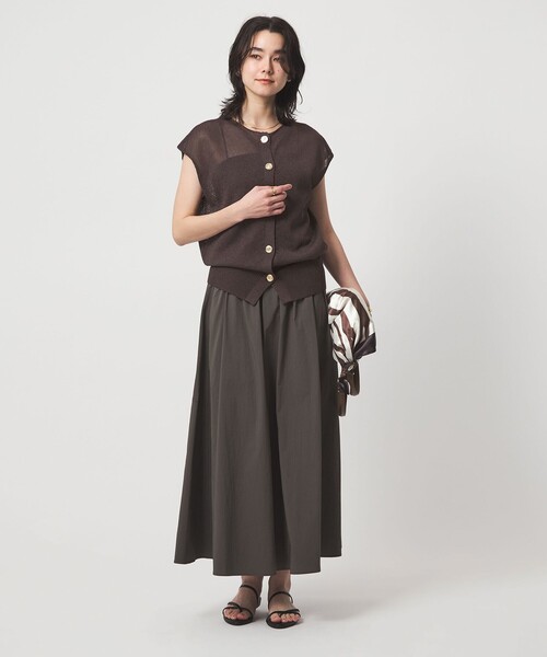 green label relaxing（グリーンレーベルリラクシング）の「ペーパー ボタン 2WAY ジレ ウォッシャブル（ニット/セーター・レディース・ダークブラウン/ダークグレー/ナチュラル・FREE）」の12枚目の写真