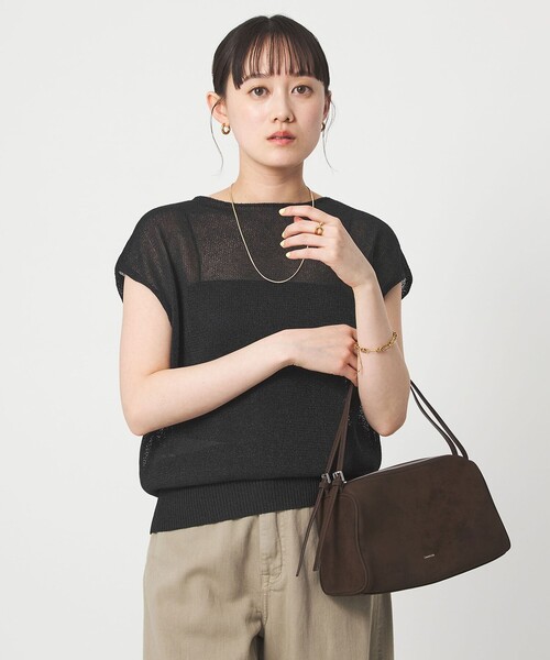 green label relaxing（グリーンレーベルリラクシング）の「ペーパー ボタン 2WAY ジレ ウォッシャブル（ニット/セーター・レディース・ダークブラウン/ダークグレー/ナチュラル・FREE）」の13枚目の写真