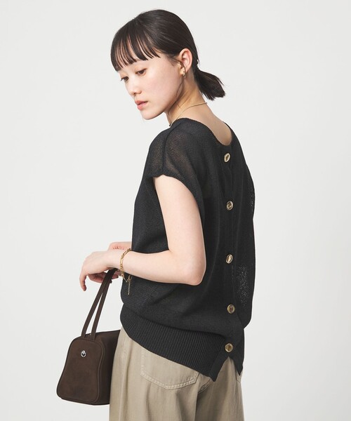 green label relaxing（グリーンレーベルリラクシング）の「ペーパー ボタン 2WAY ジレ ウォッシャブル（ニット/セーター・レディース・ダークブラウン/ダークグレー/ナチュラル・FREE）」の16枚目の写真