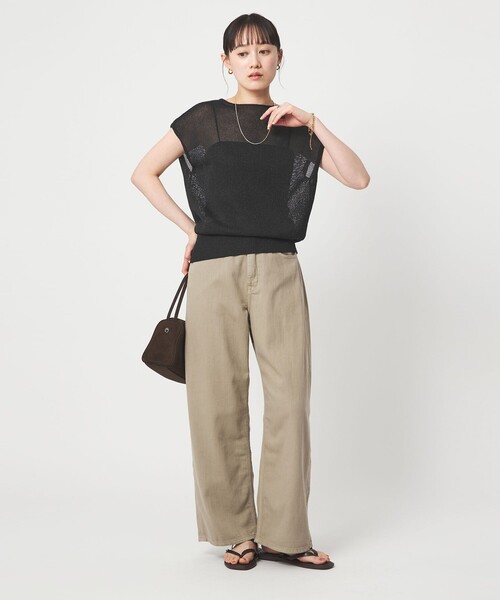 green label relaxing（グリーンレーベルリラクシング）の「ペーパー ボタン 2WAY ジレ ウォッシャブル（ニット/セーター・レディース・ダークブラウン/ダークグレー/ナチュラル・FREE）」の17枚目の写真