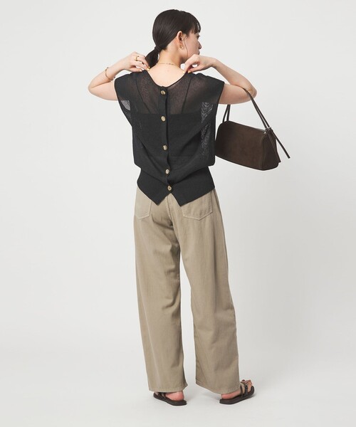 green label relaxing（グリーンレーベルリラクシング）の「ペーパー ボタン 2WAY ジレ ウォッシャブル（ニット/セーター・レディース・ダークブラウン/ダークグレー/ナチュラル・FREE）」の19枚目の写真