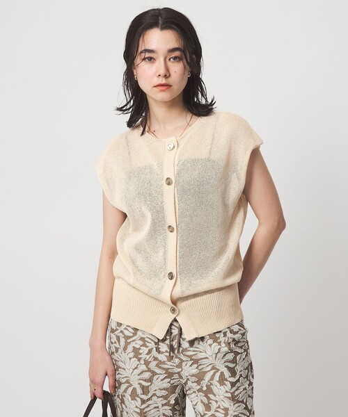 green label relaxing（グリーンレーベルリラクシング）の「ペーパー ボタン 2WAY ジレ ウォッシャブル（ニット/セーター・レディース・ダークブラウン/ダークグレー/ナチュラル・FREE）」の20枚目の写真