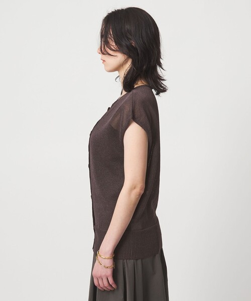 green label relaxing(グリーンレーベルリラクシング)の「ペーパー ボタン 2WAY ジレ ウォッシャブル(ニット/セーター・レディース・ダークブラウン/ダークグレー/ナチュラル・FREE)」の20枚目の写真