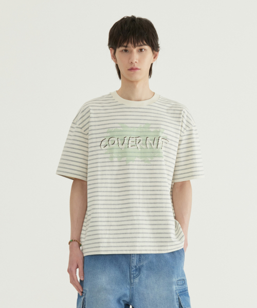 COVERNAT(カバーナット)の「マルチストライプグラフィックTシャツアイボリー(Tシャツ/カットソー・メンズ・その他・X-SMALL/SMALL/MEDIUM/LARGE/X-LARGE/XX-LARGE)」の1枚目の写真