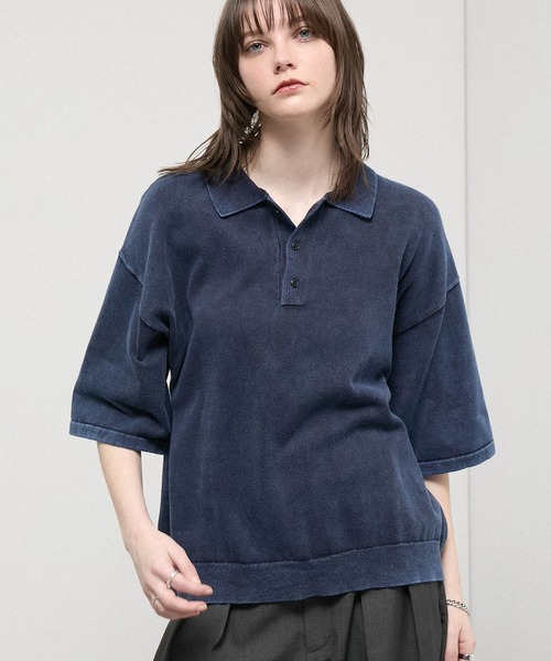 Alfred Alex（アルフレッドアレックス）の「【Alfred Alex】Faded Short Knit Polo / ヴィンテージライク ショート ニットポロシャツ（ポロシャツ・メンズ・グレー/ブラック/ワイン/ダークネイビー・M/L）」の8枚目の写真