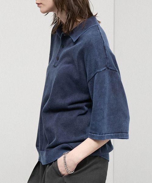 Alfred Alex（アルフレッドアレックス）の「【Alfred Alex】Faded Short Knit Polo / ヴィンテージライク ショート ニットポロシャツ（ポロシャツ・メンズ・グレー/ブラック/ワイン/ダークネイビー・M/L）」の10枚目の写真