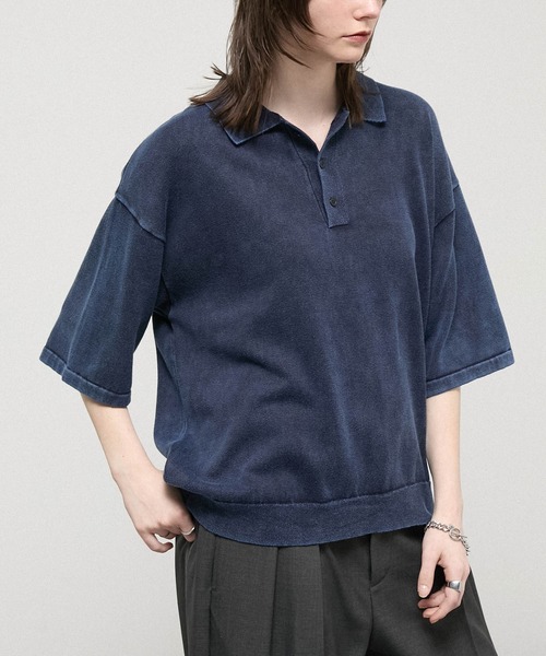 Alfred Alex（アルフレッドアレックス）の「【Alfred Alex】Faded Short Knit Polo / ヴィンテージライク ショート ニットポロシャツ（ポロシャツ・メンズ・グレー/ブラック/ワイン/ダークネイビー・M/L）」の13枚目の写真