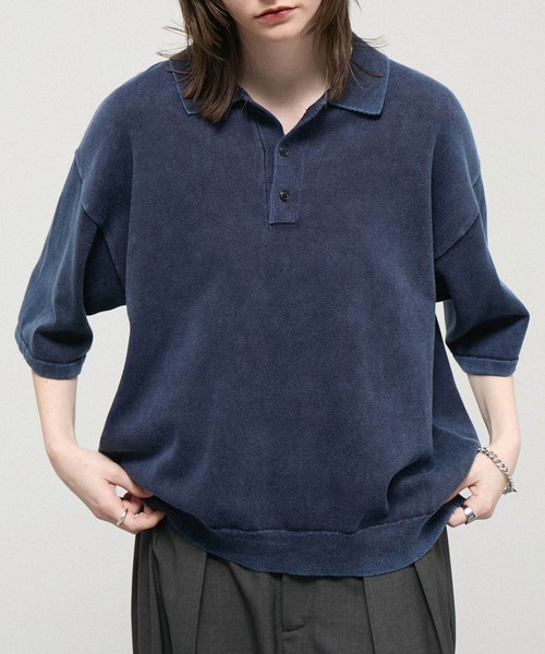 Alfred Alex（アルフレッドアレックス）の「【Alfred Alex】Faded Short Knit Polo / ヴィンテージライク ショート ニットポロシャツ（ポロシャツ・メンズ・グレー/ブラック/ワイン/ダークネイビー・M/L）」の19枚目の写真