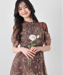 Kana | 刺繍レースアメスリボリューム袖フィットアンドフレアワンピース パーティー 結婚式 お呼ばれ オケージョン(ドレス)