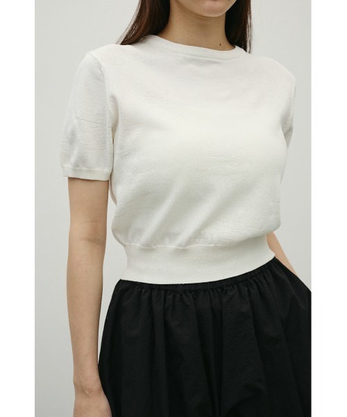 STYLEMIXER(スタイルミキサー)の「フラワージャガードニット(ニット/セーター・レディース・オレンジ系その他/ブラック/ホワイト・FREE)」の1枚目の写真