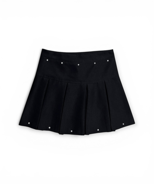 BORN SLIPPY(ボーンスリッピー)の「Crystal Stud Pleated Mini Skirt (Black)(スカート・レディース・その他・SMALL/MEDIUM/LARGE)」の1枚目の写真