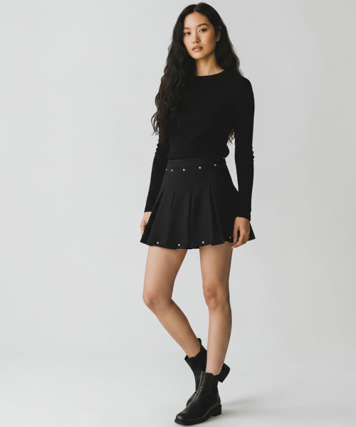 BORN SLIPPY(ボーンスリッピー)の「Crystal Stud Pleated Mini Skirt (Black)(スカート・レディース・その他・SMALL/MEDIUM/LARGE)」の5枚目の写真