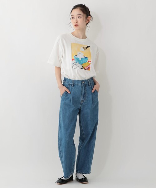 Afternoon Tea（アフタヌーンティー）の「Tシャツ/ホイップクリーム/YEYE（Tシャツ/カットソー・レディース・オフホワイト/ライトブルー・MEDIUM）」の5枚目の写真