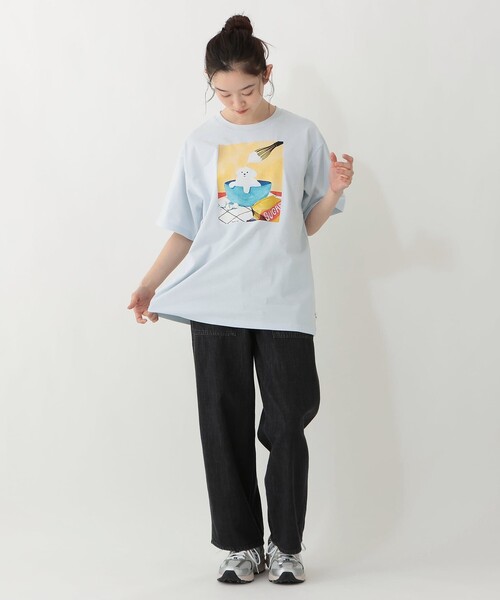 Afternoon Tea（アフタヌーンティー）の「Tシャツ/ホイップクリーム/YEYE（Tシャツ/カットソー・レディース・オフホワイト/ライトブルー・MEDIUM）」の8枚目の写真