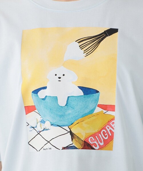 Afternoon Tea（アフタヌーンティー）の「Tシャツ/ホイップクリーム/YEYE（Tシャツ/カットソー・レディース・オフホワイト/ライトブルー・MEDIUM）」の9枚目の写真
