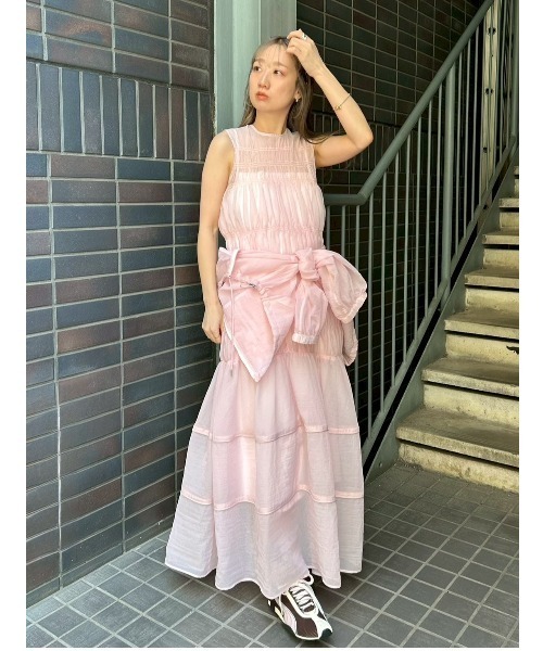 emmi（エミ）の「フラワーエンブロイダリーワンピース【セットアップ対応】/ハンドウォッシャブル（ワンピース・レディース・ピンク/ホワイト・1/0）」の20枚目の写真