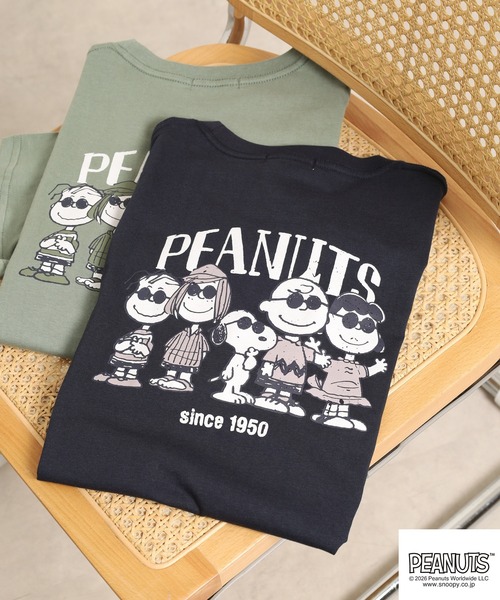 PEANUTS(ピーナッツ)の「PEANUTSプリントTシャツ 半袖(Tシャツ/カットソー・レディース・オフホワイト/グレイッシュベージュ/オートミール/ネイビー/ライトカーキ/ブラック・L/M/LL)」の6枚目の写真