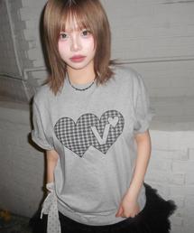 ダブルダブルハートTシャツ [メランジグレー]