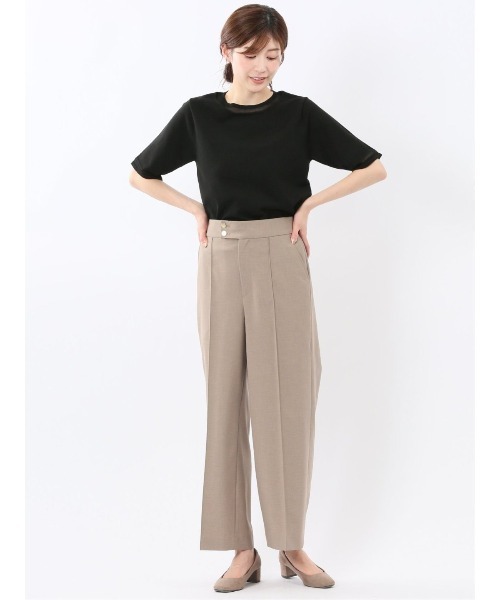 m.f.editorial(エムエフエディトリアル)の「【サマーニット ハンドウォッシャブル】m.f.エディトリアル レディース シアー 切替 クルーネック 半袖 プルオーバー セータ―(ニット/セーター・レディース・アイボリー/ブラック・MEDIUM/LARGE)」の10枚目の写真