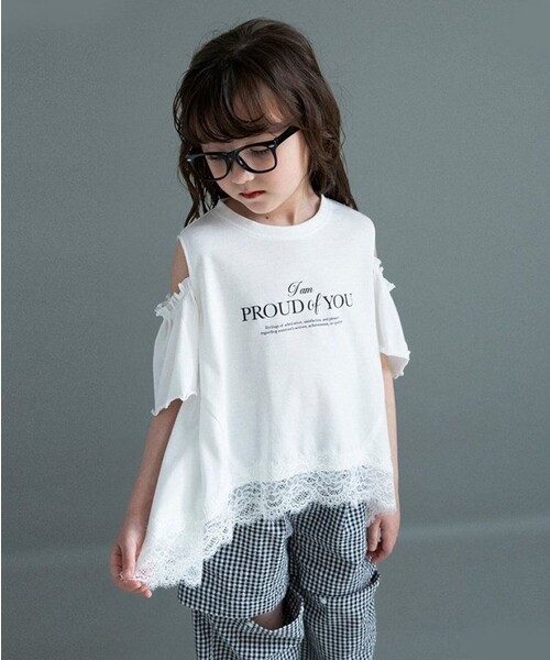 BRANSHES(ブランシェス)の「【WEB限定】ハンカチーフヘム裾肩あきTシャツ(Tシャツ/カットソー・キッズ・ブルーグレー/オフホワイト・100/120/110/140/150/130)」の2枚目の写真