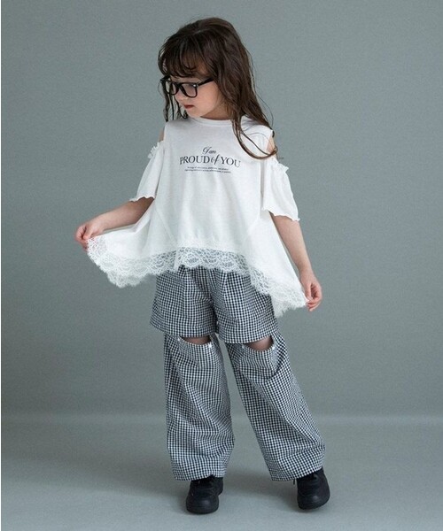BRANSHES(ブランシェス)の「【WEB限定】ハンカチーフヘム裾肩あきTシャツ(Tシャツ/カットソー・キッズ・ブルーグレー/オフホワイト・100/120/110/140/150/130)」の6枚目の写真