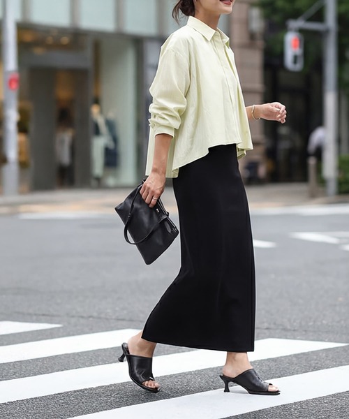 STYLE DELI(スタイルデリ)の「【selection】ストライプ柄立体タックショートシャツ(シャツ/ブラウス・レディース・イエロー/ブルー/ホワイト・FREE)」の4枚目の写真