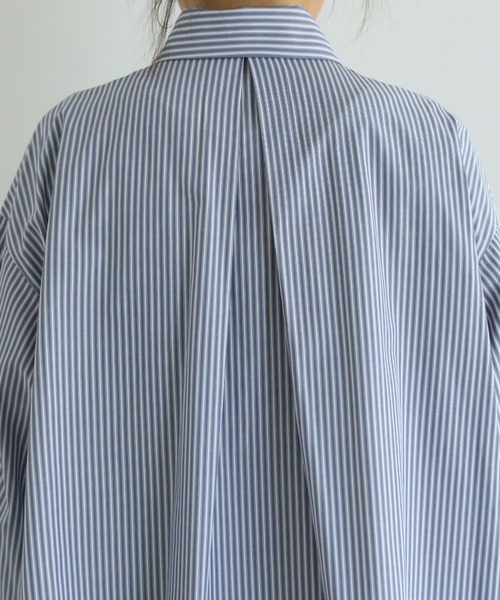 STYLE DELI(スタイルデリ)の「【selection】ストライプ柄立体タックショートシャツ(シャツ/ブラウス・レディース・イエロー/ブルー/ホワイト・FREE)」の20枚目の写真