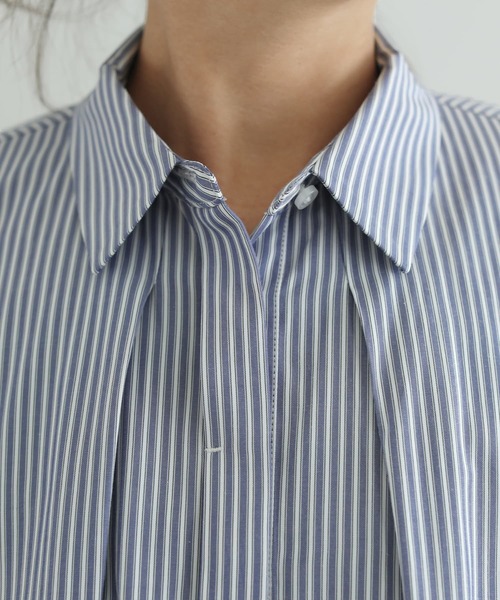 STYLE DELI(スタイルデリ)の「【selection】ストライプ柄立体タックショートシャツ(シャツ/ブラウス・レディース・イエロー/ブルー/ホワイト・FREE)」の21枚目の写真