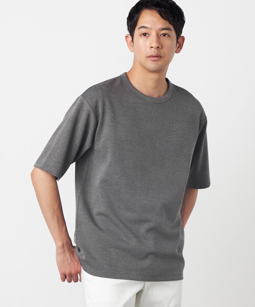 COMME CA ISM(コムサイズム)の「チェックジャガードTシャツ(Tシャツ/カットソー・メンズ・ライトグレー/ホワイト/ブルー/チャコール・LARGE/MEDIUM)」の5枚目の写真