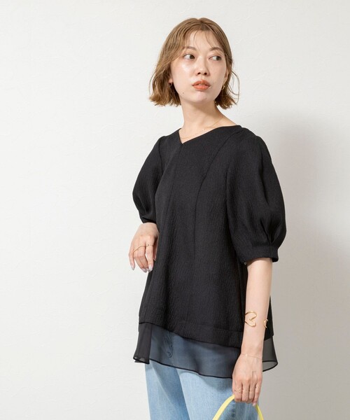 NOLLEY’S Sophi（ノーリーズソフィ）の「ウォッシャブルポコポコジャガードオーガンジープルオーバー（シャツ/ブラウス・レディース・オフホワイト/ベビーピンク/ブラック・38）」の10枚目の写真