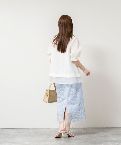 NOLLEY’S Sophi（ノーリーズソフィ）の「ウォッシャブルポコポコジャガードオーガンジープルオーバー（シャツ/ブラウス・レディース・オフホワイト/ベビーピンク/ブラック・38）」の14枚目の写真