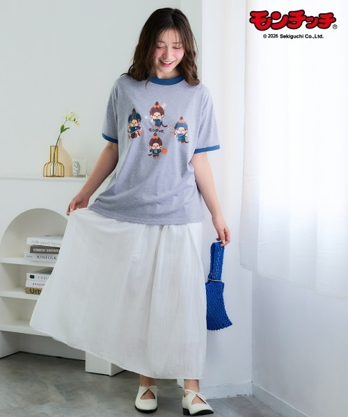 SMILE LAND(スマイルランド)の「<大きいサイズ>【モンチッチ】プリントTシャツ(Tシャツ/カットソー・レディース・ブラック/オフホワイト/杢グレー/グリーン系・L/LL/3L/4L/5L)」の7枚目の写真