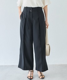 【好機能シリーズ】UVカット・吸水速乾｜エアリーリネンウエストベルトタックワイドパンツ｜セットアップ対応/リネンライク/ベルト付き