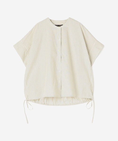 nicholson&nicholson(ニコルソンアンドニコルソン)の「nicholson & nicholson |〈別注〉ドローストリング半袖シャツ WOMEN(シャツ/ブラウス・レディース・ブルー系その他/ベージュ系その他・38)」の3枚目の写真