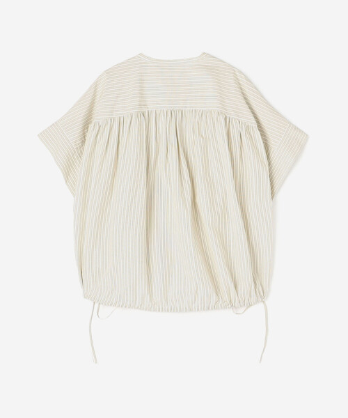 nicholson&nicholson(ニコルソンアンドニコルソン)の「nicholson & nicholson |〈別注〉ドローストリング半袖シャツ WOMEN(シャツ/ブラウス・レディース・ブルー系その他/ベージュ系その他・38)」の4枚目の写真