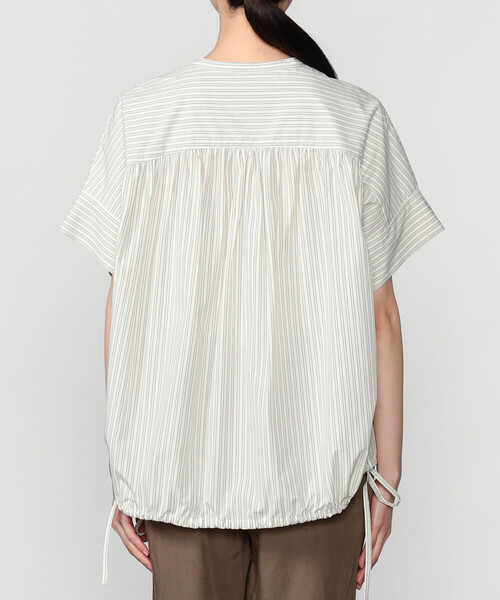 nicholson&nicholson(ニコルソンアンドニコルソン)の「nicholson & nicholson |〈別注〉ドローストリング半袖シャツ WOMEN(シャツ/ブラウス・レディース・ブルー系その他/ベージュ系その他・38)」の11枚目の写真
