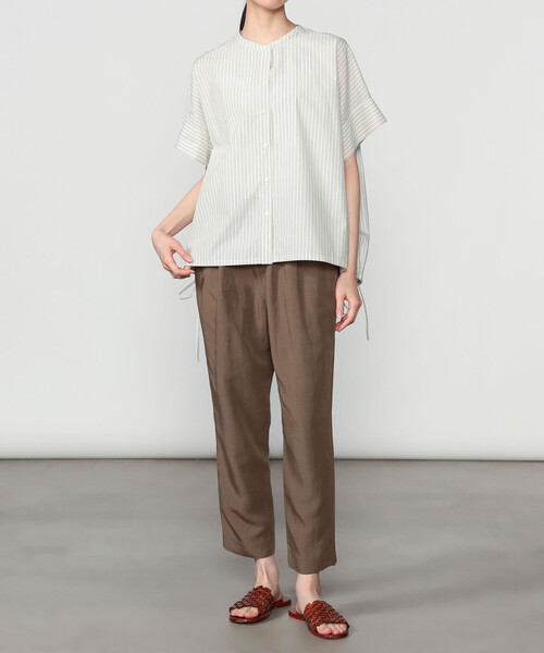 nicholson&nicholson(ニコルソンアンドニコルソン)の「nicholson & nicholson |〈別注〉ドローストリング半袖シャツ WOMEN(シャツ/ブラウス・レディース・ブルー系その他/ベージュ系その他・38)」の12枚目の写真