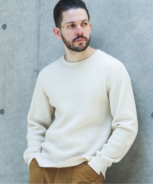 MR.OLIVE（ミスターオリーブ）の「RUGGED DOUBLE YARN WAFFLE / OUTRIDER CREW JERSEY /M263112（Tシャツ/カットソー・メンズ・ブラック/ナチュラル・MEDIUM/LARGE）」の2枚目の写真