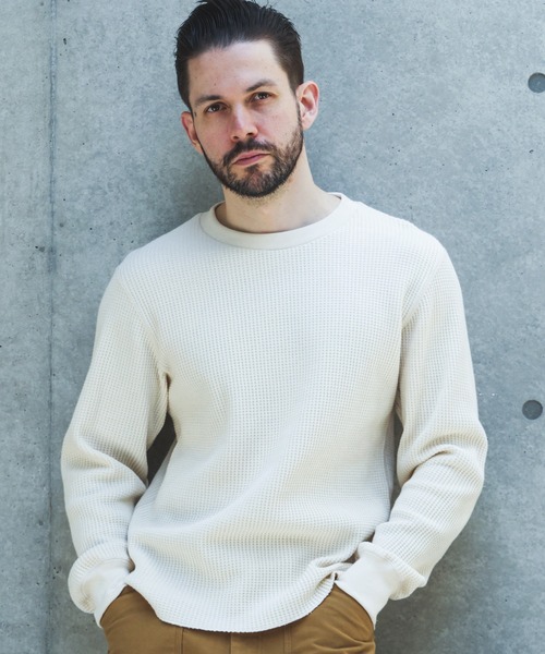 MR.OLIVE（ミスターオリーブ）の「RUGGED DOUBLE YARN WAFFLE / OUTRIDER CREW JERSEY /M263112（Tシャツ/カットソー・メンズ・ブラック/ナチュラル・MEDIUM/LARGE）」の5枚目の写真