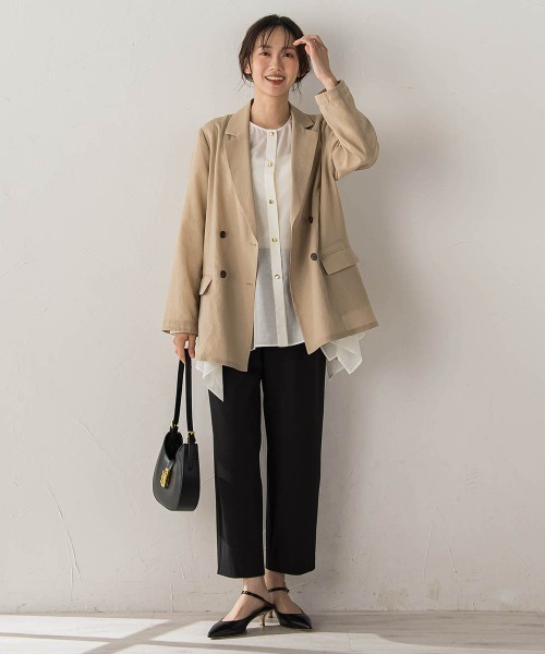 Droite lautreamont(ドロワットロートレアモン)の「ヘムフレアシアーチュニックブラウス(シャツ/ブラウス・レディース・グリーン/オフホワイト/ブラック・M)」の14枚目の写真