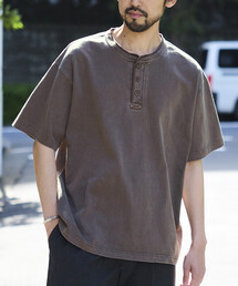 HEAVY WEIGHT/ヘビーウェイト ピグメント ショートスリーブ ヘンリーネック Tシャツ/10.5オンス