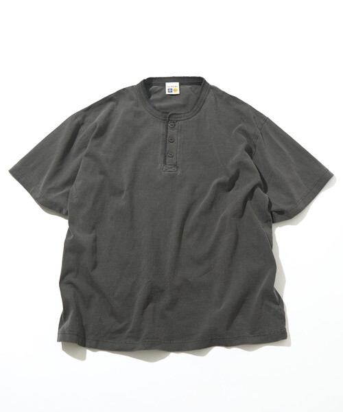 FREAK'S STORE(フリークスストア)の「HEAVY WEIGHT/ヘビーウェイト ピグメント ショートスリーブ ヘンリーネック Tシャツ/10.5オンス(Tシャツ/カットソー・メンズ・チャコールグレー/オリーブ/ピンク/ブラウン・LARGE/MEDIUM/SMALL)」の20枚目の写真