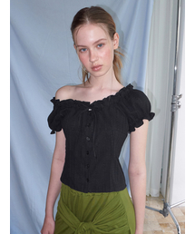 Frill Neck Strap Blouse, Black