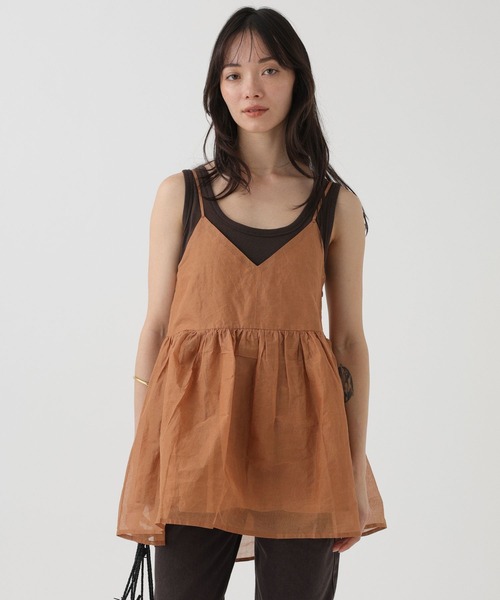 Marilyn Moon(マリリンムーン)の「【MARILYN MOON】<別注>オーガンキャミ(キャミソール・レディース・イエロー/キャメル・フリー)」の10枚目の写真